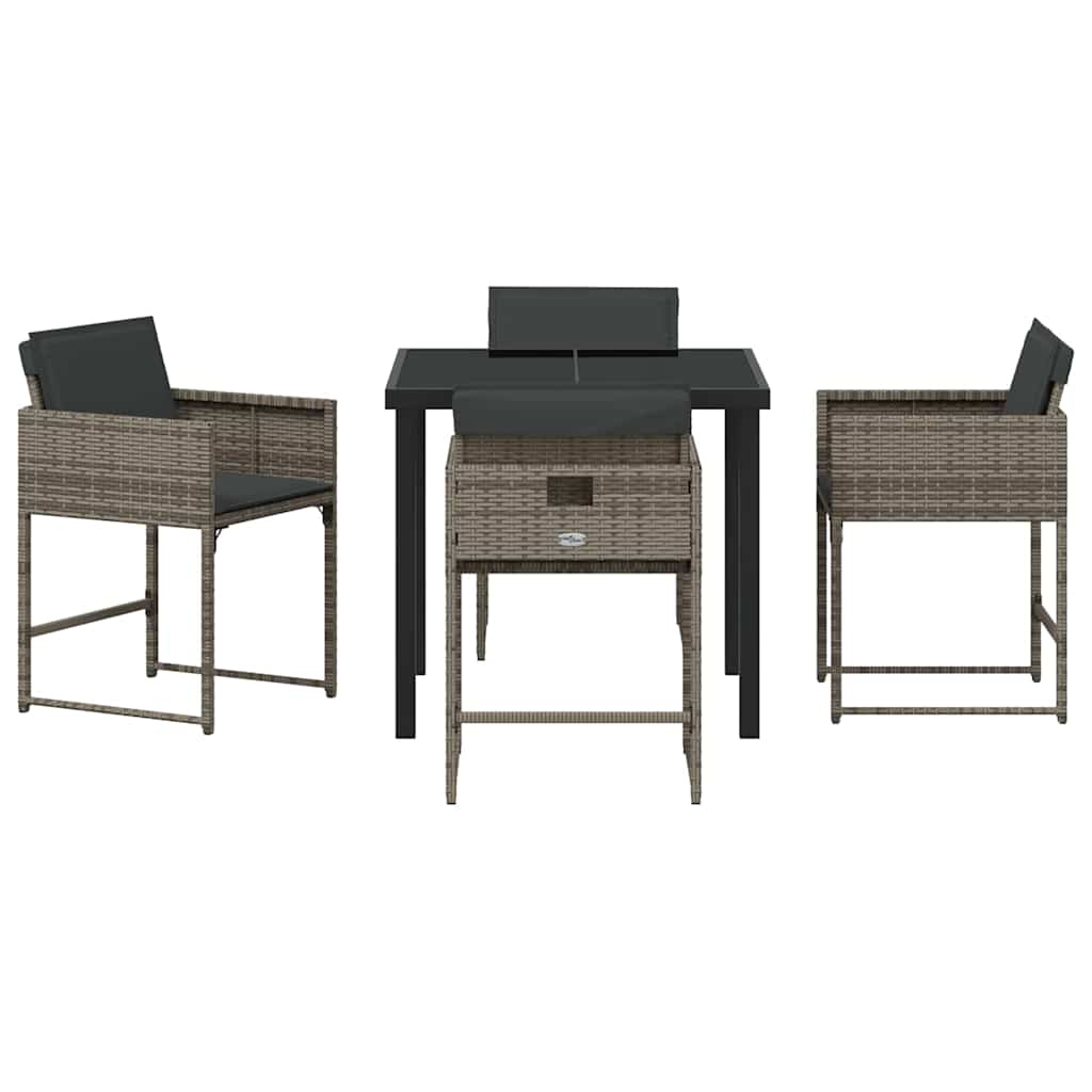 vidaXL Garden Dining Set 5 pcs Grey Poly Rattan