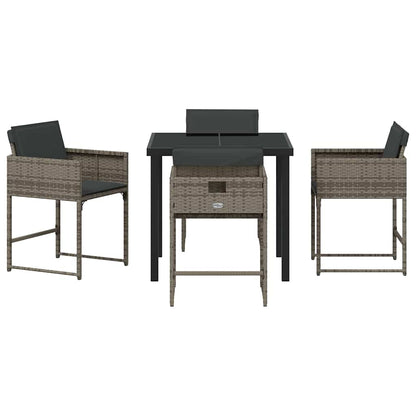 vidaXL Garden Dining Set 5 pcs Grey Poly Rattan