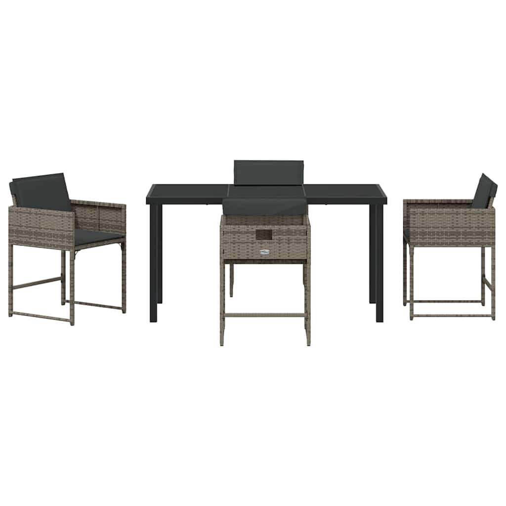 vidaXL Garden Dining Set 5 pcs Grey Poly Rattan