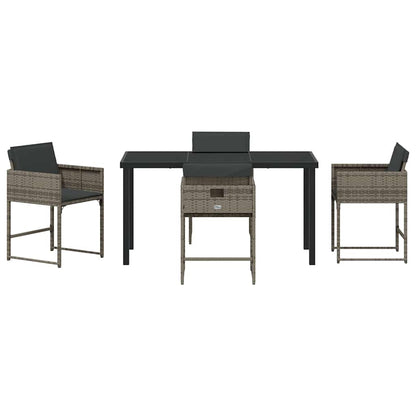 vidaXL Garden Dining Set 5 pcs Grey Poly Rattan