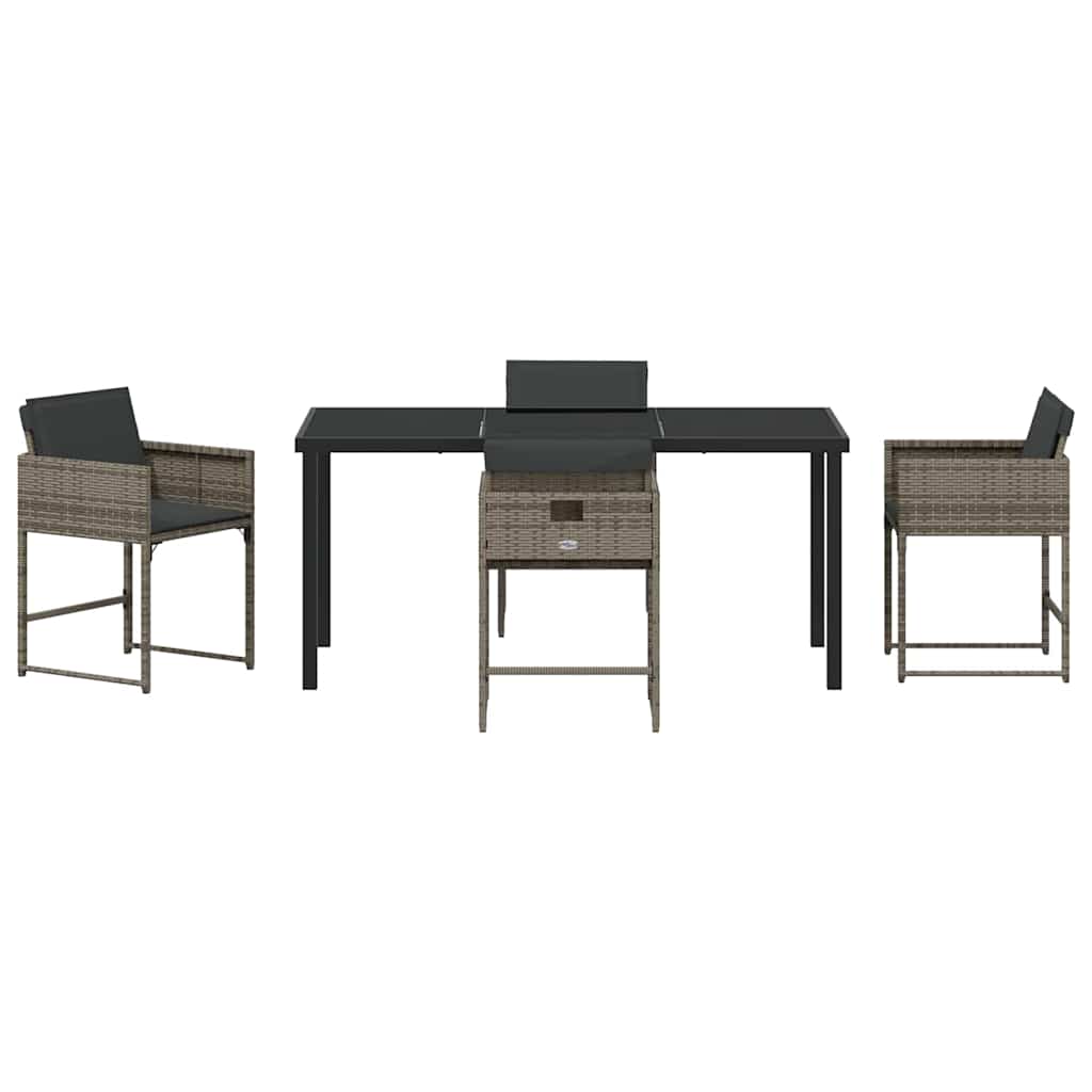 vidaXL Garden Dining Set 5 pcs Grey Poly Rattan
