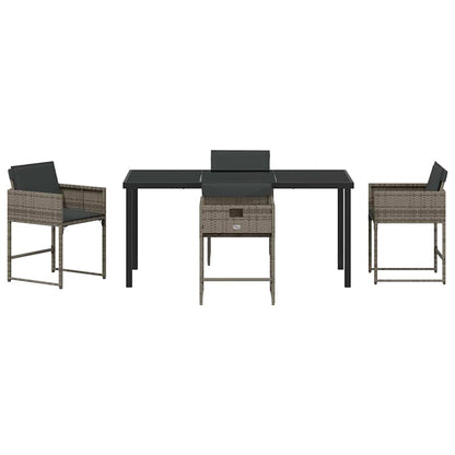 vidaXL Garden Dining Set 5 pcs Grey Poly Rattan