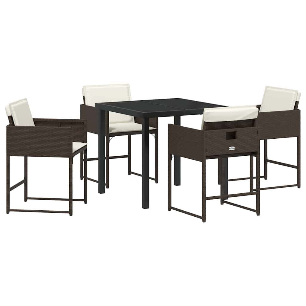 vidaXL Garden Dining Set 5 pcs Brown Poly Rattan