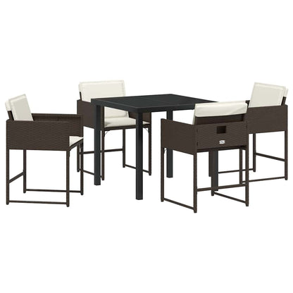 vidaXL Garden Dining Set 5 pcs Brown Poly Rattan