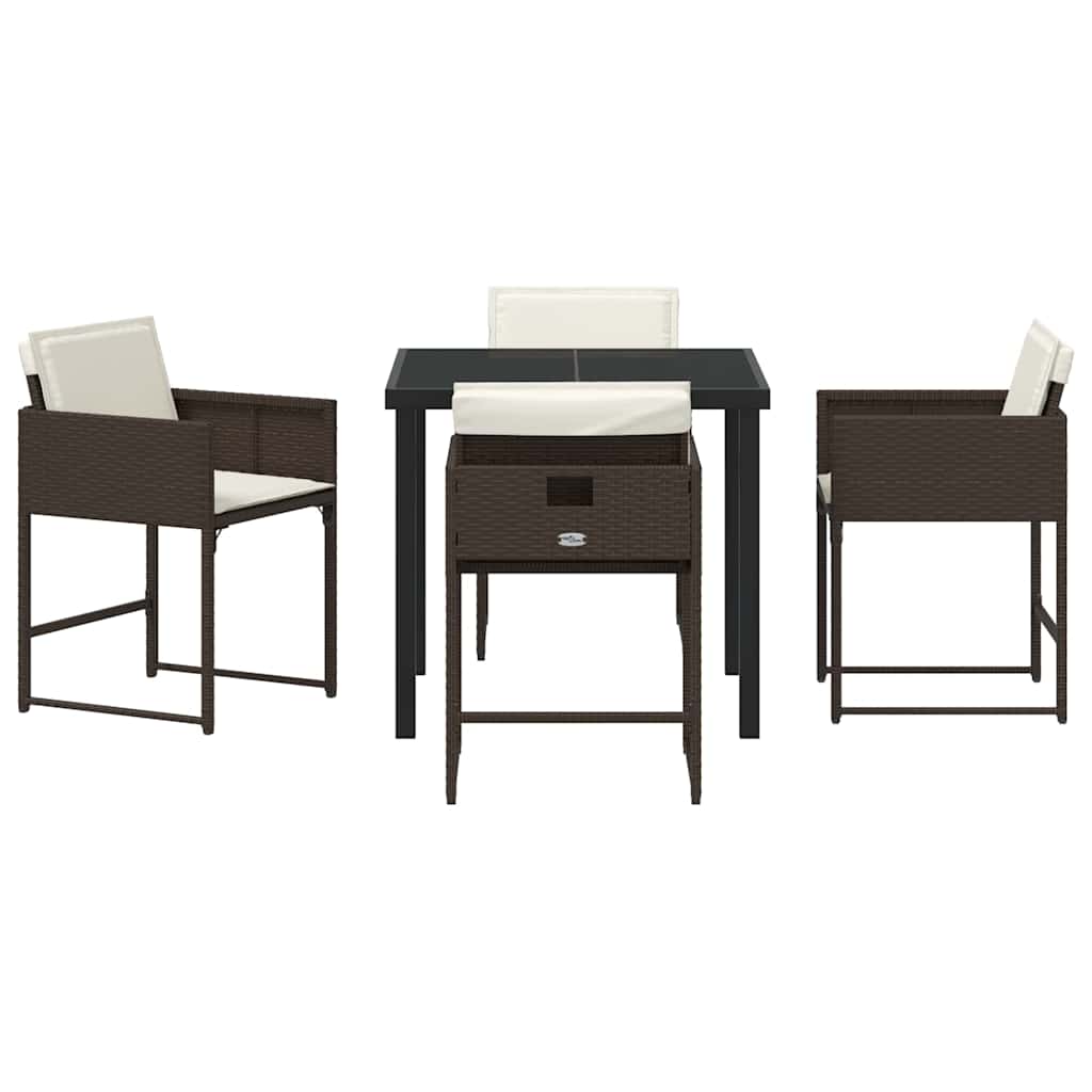 vidaXL Garden Dining Set 5 pcs Brown Poly Rattan