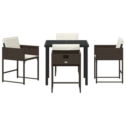 vidaXL Garden Dining Set 5 pcs Brown Poly Rattan
