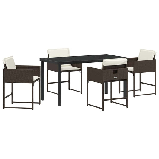 vidaXL Garden Dining Set 5 pcs Brown Poly Rattan