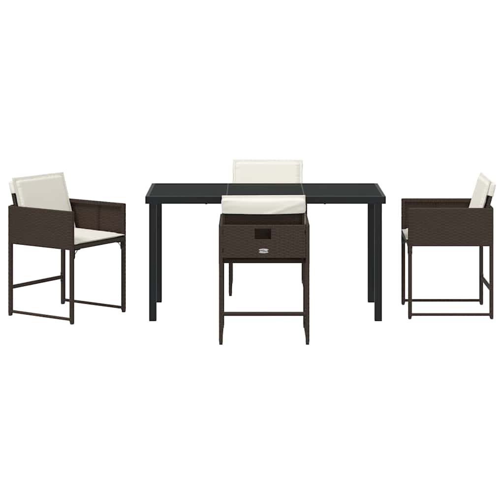 vidaXL Garden Dining Set 5 pcs Brown Poly Rattan