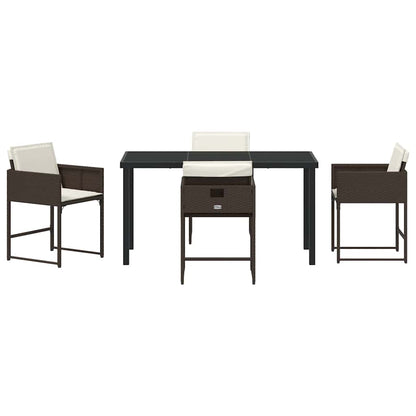 vidaXL Garden Dining Set 5 pcs Brown Poly Rattan