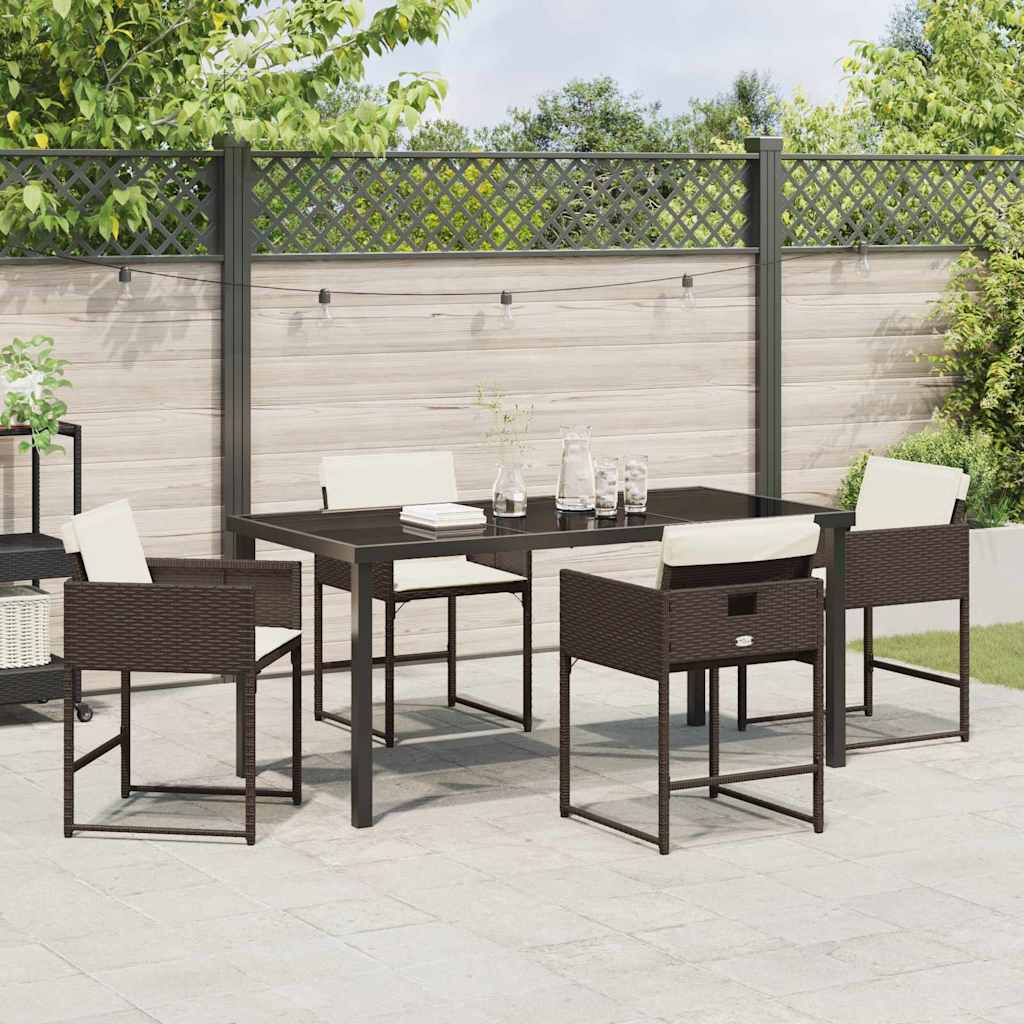 vidaXL Garden Dining Set 5 pcs Brown Poly Rattan