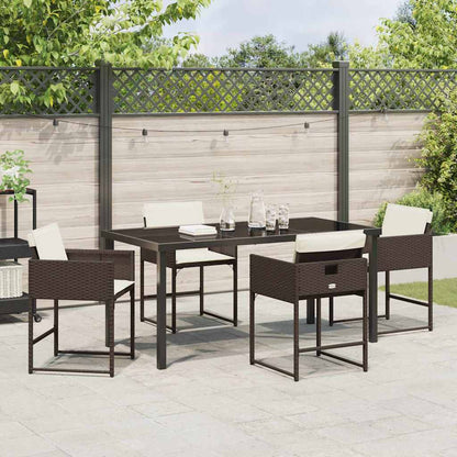 vidaXL Garden Dining Set 5 pcs Brown Poly Rattan