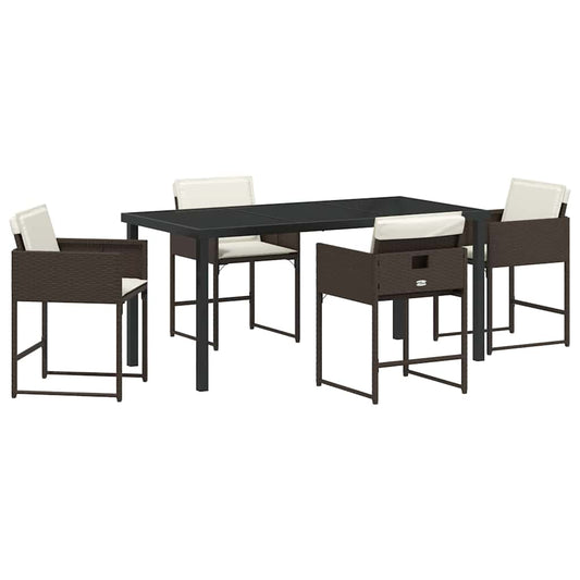 vidaXL Garden Dining Set 5 pcs Brown Poly Rattan