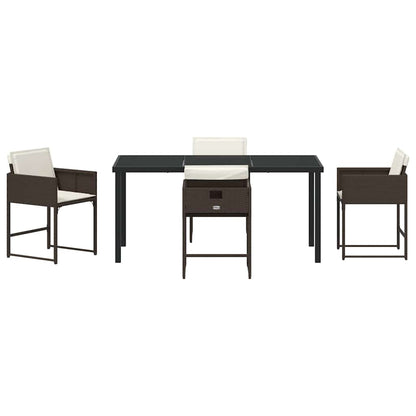vidaXL Garden Dining Set 5 pcs Brown Poly Rattan