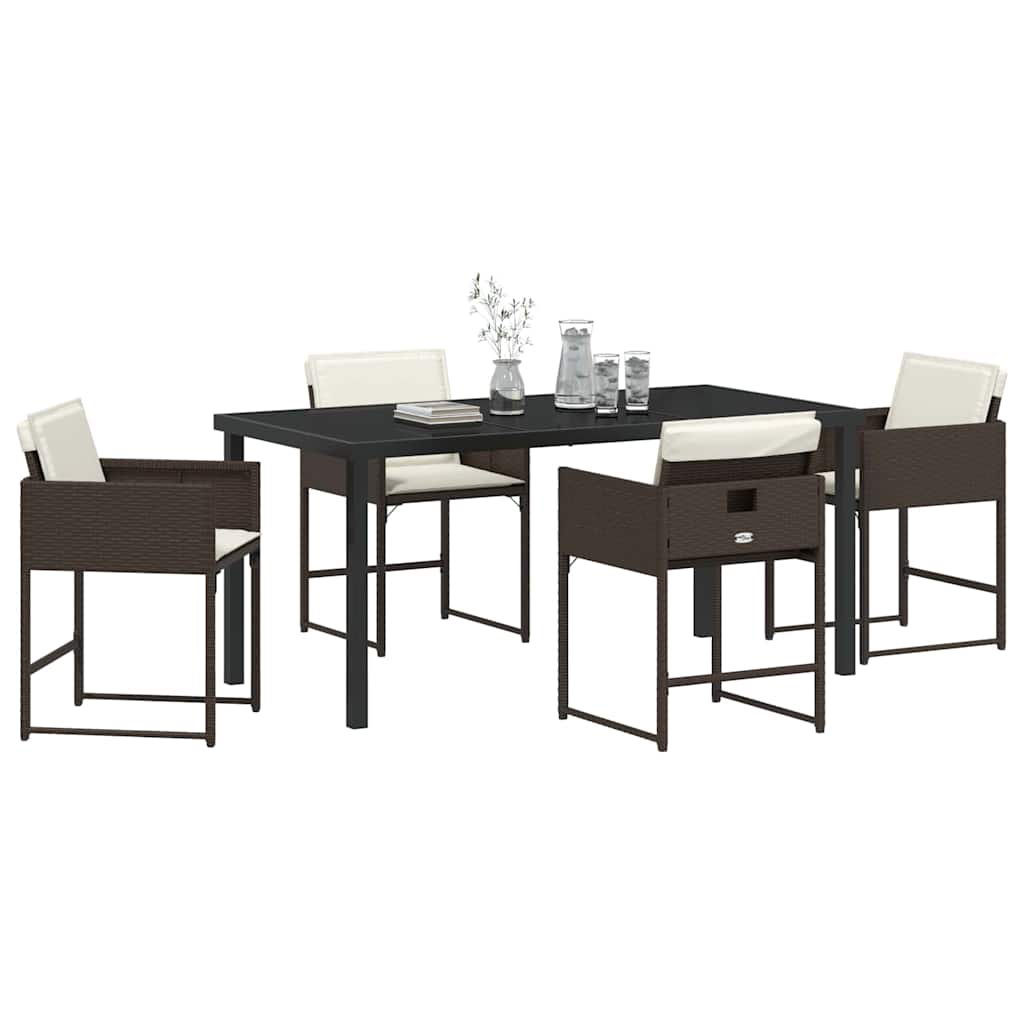 vidaXL Garden Dining Set 5 pcs Brown Poly Rattan