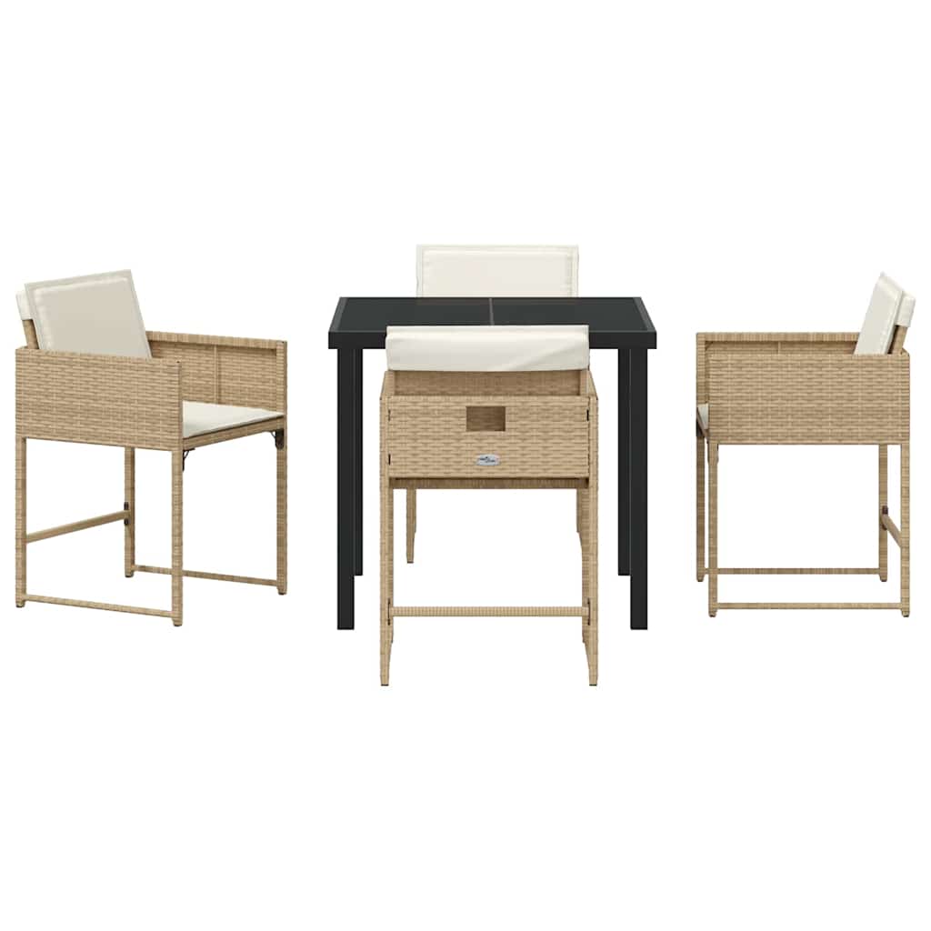 vidaXL Garden Dining Set 5 pcs Beige Poly Rattan