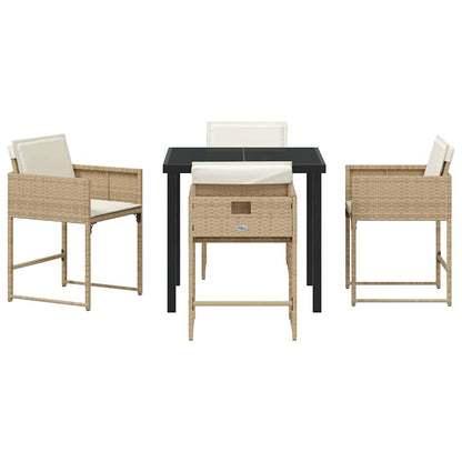 vidaXL Garden Dining Set 5 pcs Beige Poly Rattan