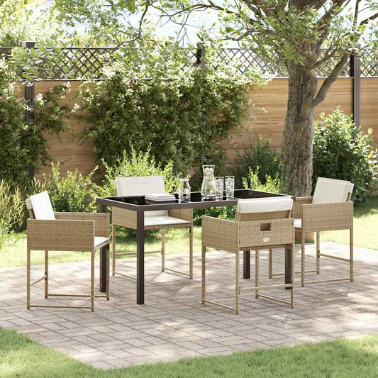 vidaXL Garden Dining Set 5 pcs Beige Poly Rattan
