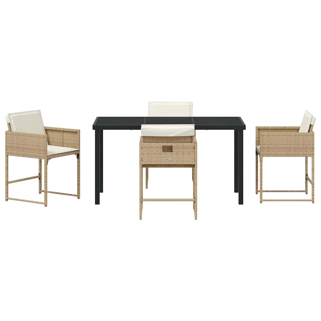 vidaXL Garden Dining Set 5 pcs Beige Poly Rattan