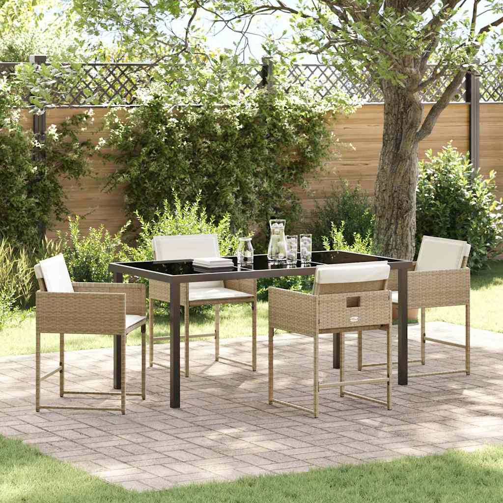 vidaXL Garden Dining Set 5 pcs Beige Poly Rattan