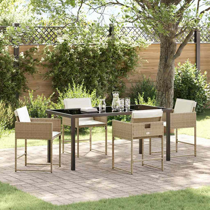 vidaXL Garden Dining Set 5 pcs Beige Poly Rattan