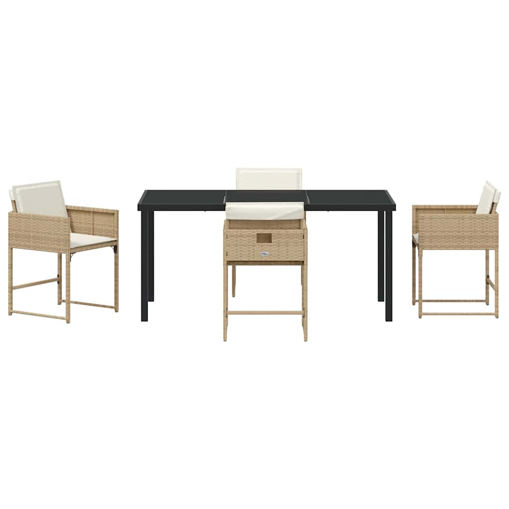 vidaXL Garden Dining Set 5 pcs Beige Poly Rattan