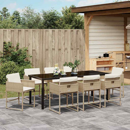 vidaXL Garden Dining Set 9 pcs Beige Poly Rattan