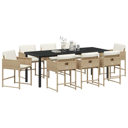 vidaXL Garden Dining Set 9 pcs Beige Poly Rattan