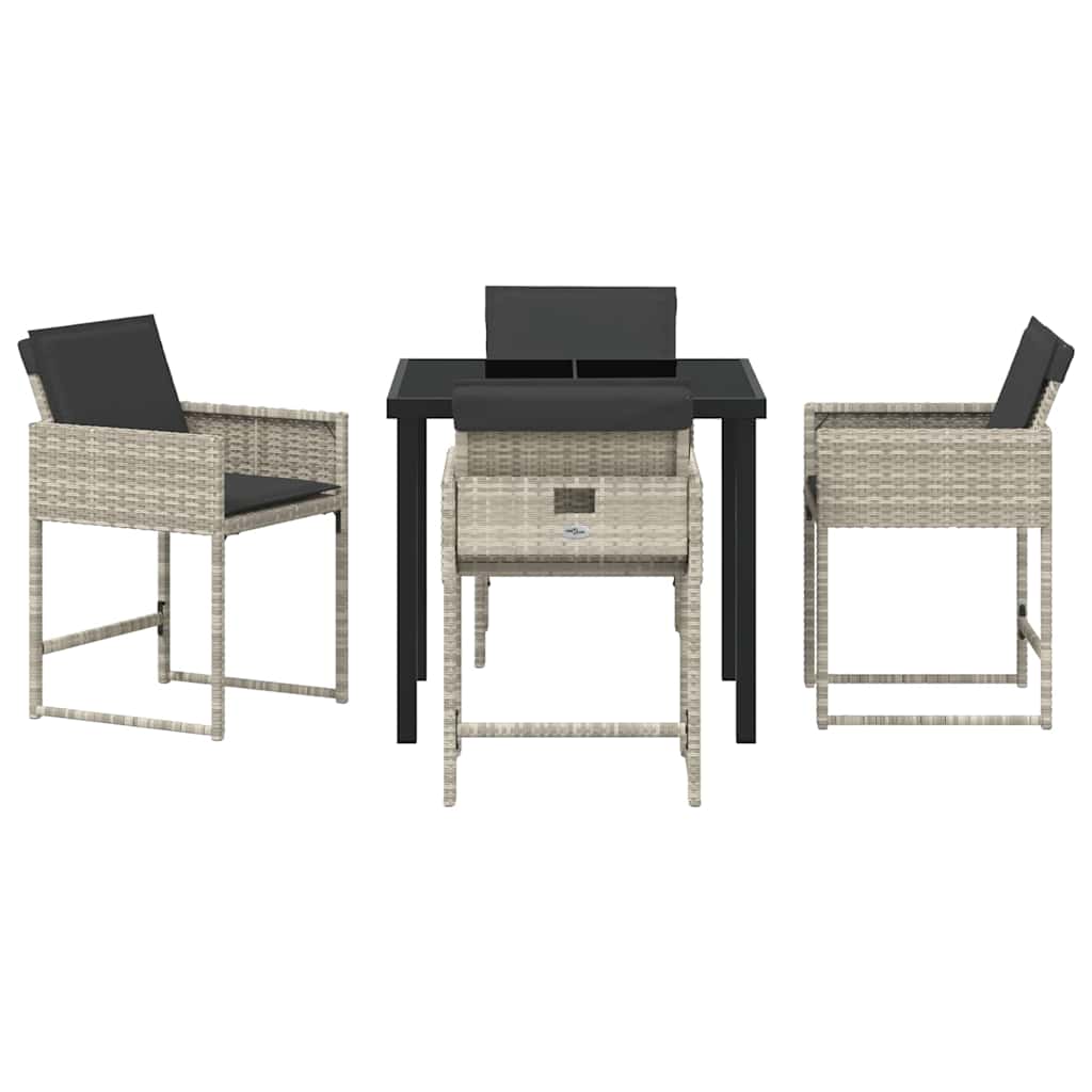 vidaXL Garden Dining Set 5 pcs Light Grey Poly Rattan