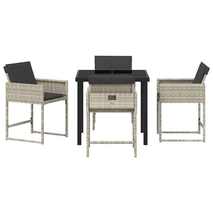 vidaXL Garden Dining Set 5 pcs Light Grey Poly Rattan