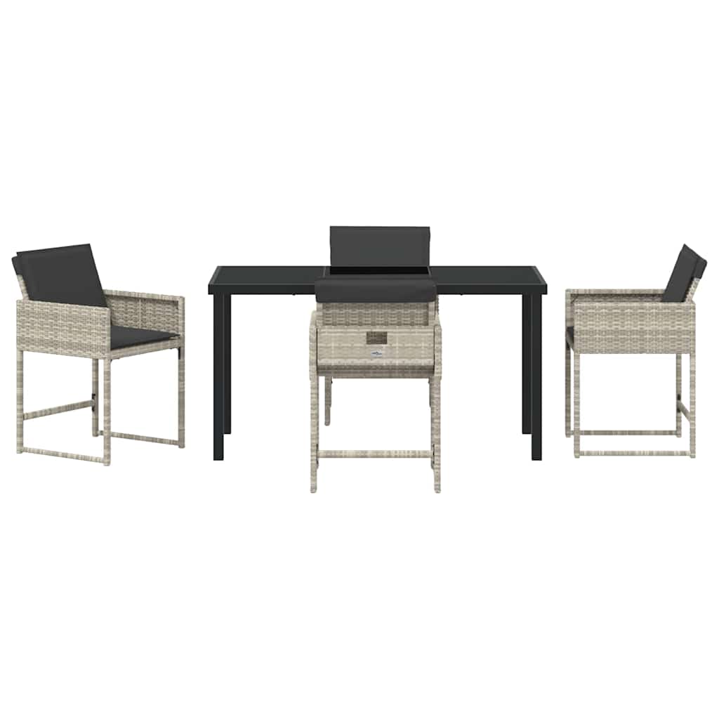 vidaXL Garden Dining Set 5 pcs Light Grey Poly Rattan