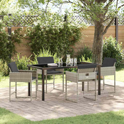 vidaXL Garden Dining Set 5 pcs Light Grey Poly Rattan