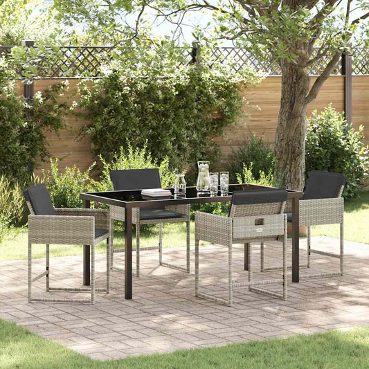 vidaXL Garden Dining Set 5 pcs Light Grey Poly Rattan