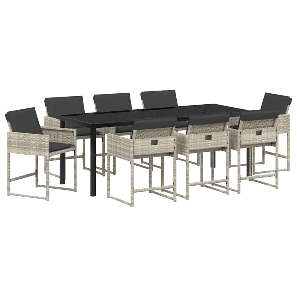 vidaXL Garden Dining Set 9 pcs Light Grey Poly Rattan