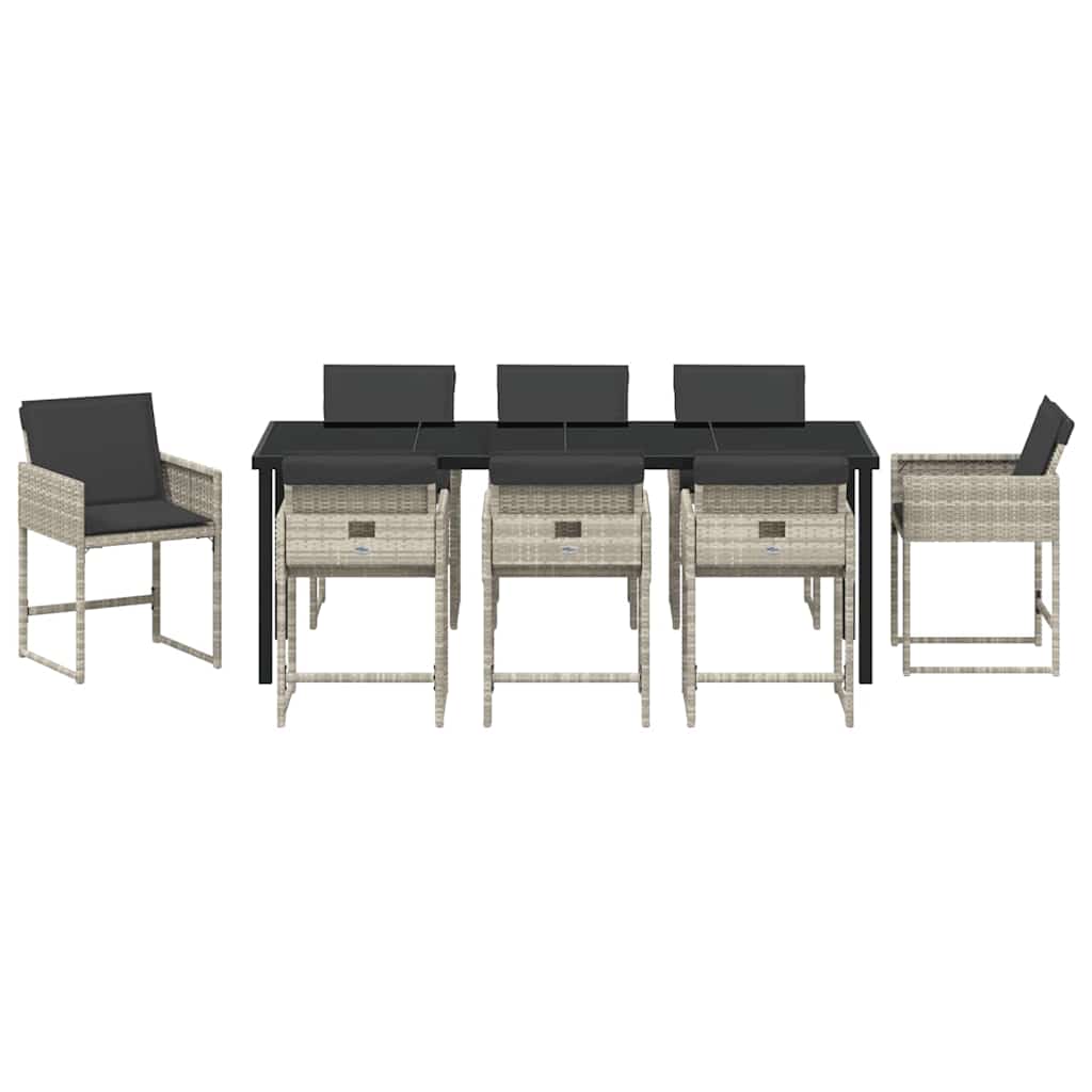 vidaXL Garden Dining Set 9 pcs Light Grey Poly Rattan