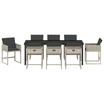 vidaXL Garden Dining Set 9 pcs Light Grey Poly Rattan
