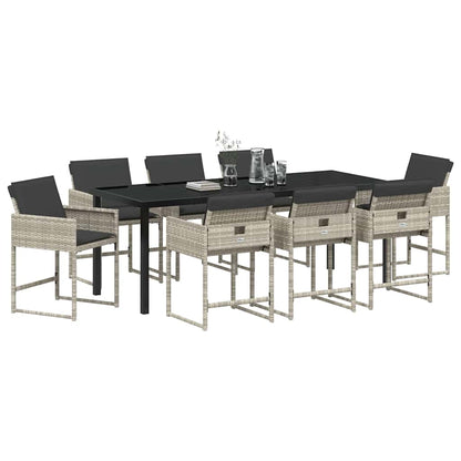 vidaXL Garden Dining Set 9 pcs Light Grey Poly Rattan
