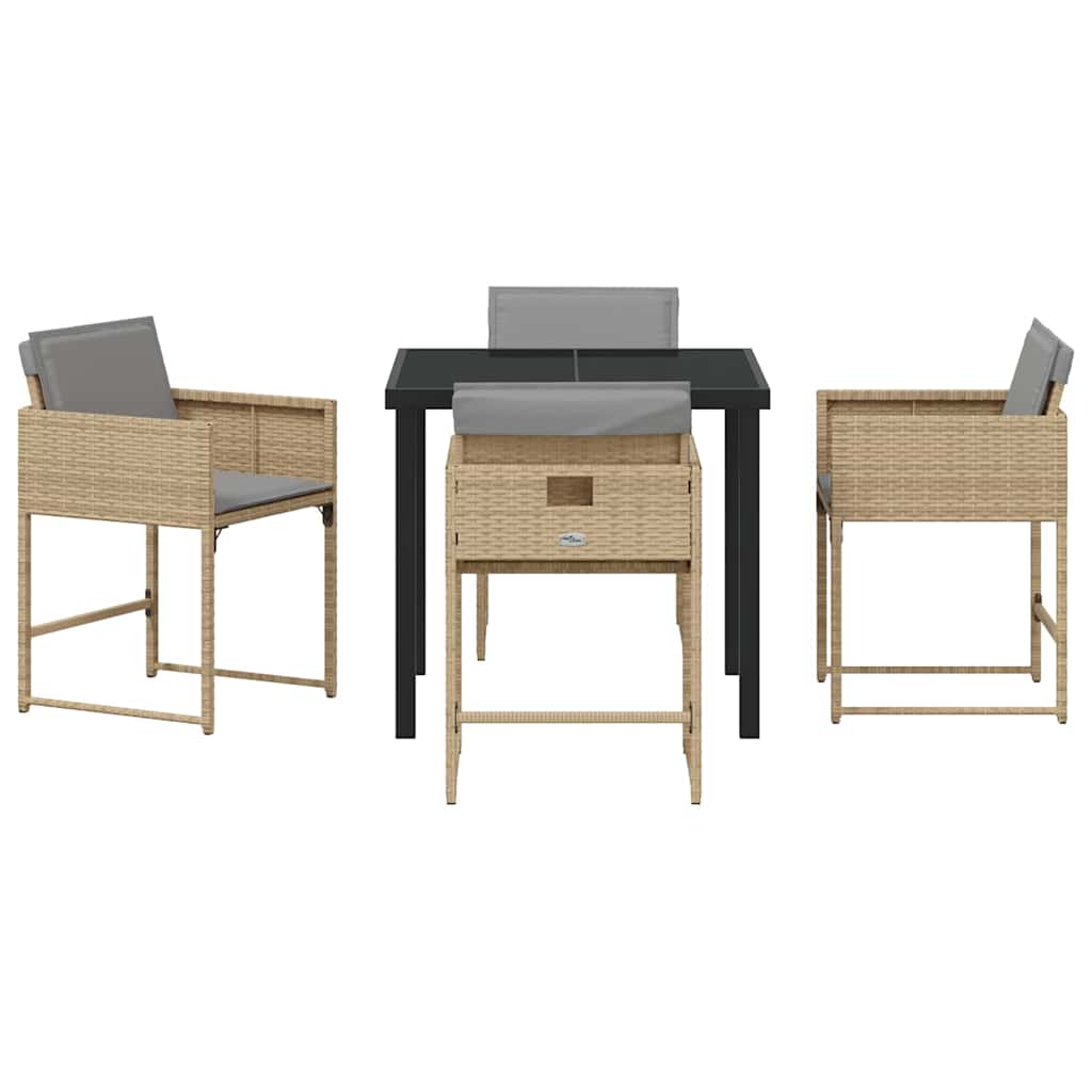vidaXL Garden Dining Set 5 pcs Beige Poly Rattan
