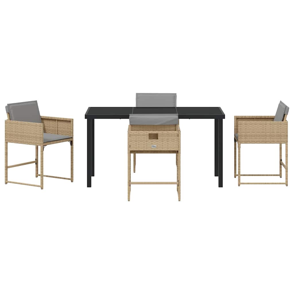 vidaXL Garden Dining Set 5 pcs Beige Poly Rattan