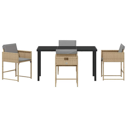 vidaXL Garden Dining Set 5 pcs Beige Poly Rattan