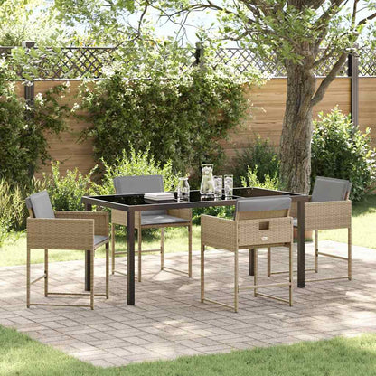vidaXL Garden Dining Set 5 pcs Beige Poly Rattan