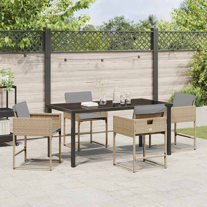 vidaXL Garden Dining Set 5 pcs Beige Poly Rattan
