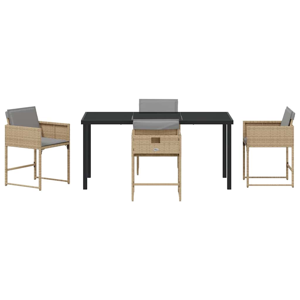 vidaXL Garden Dining Set 5 pcs Beige Poly Rattan