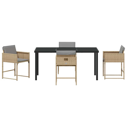 vidaXL Garden Dining Set 5 pcs Beige Poly Rattan