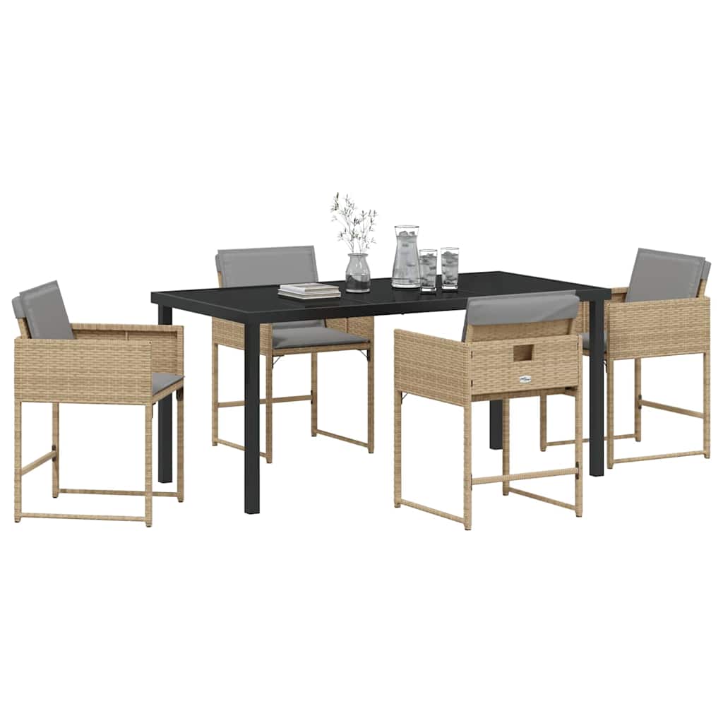 vidaXL Garden Dining Set 5 pcs Beige Poly Rattan