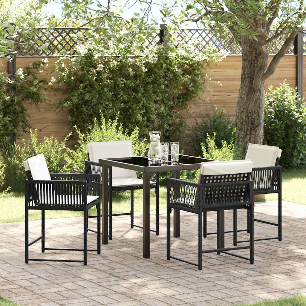 vidaXL Garden Dining Set 5 pcs Black Poly Rattan