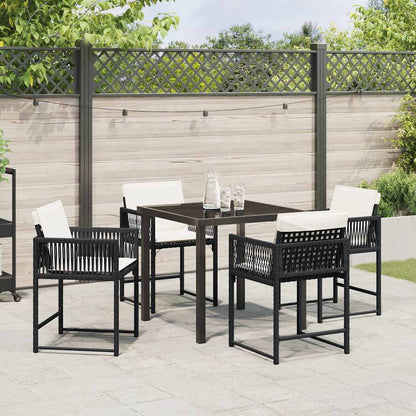 vidaXL Garden Dining Set 5 pcs Black Poly Rattan
