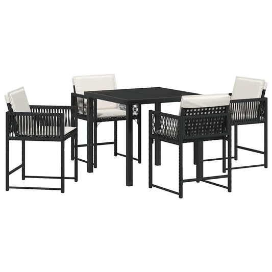 vidaXL Garden Dining Set 5 pcs Black Poly Rattan