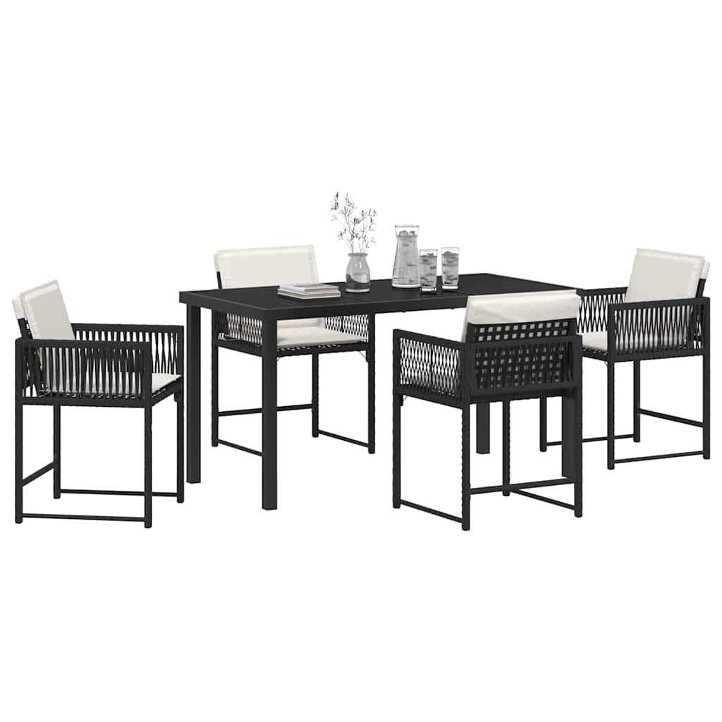 vidaXL Garden Dining Set 5 pcs Black Poly Rattan