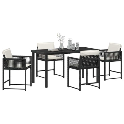 vidaXL Garden Dining Set 5 pcs Black Poly Rattan