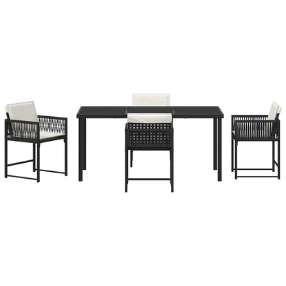 vidaXL Garden Dining Set 5 pcs Black Poly Rattan